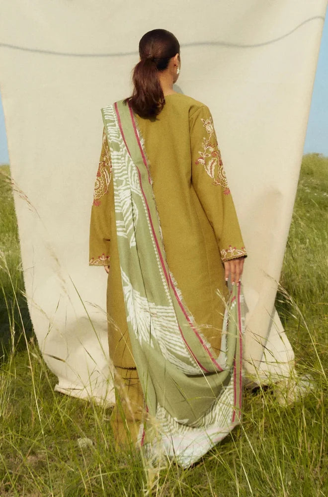 Zara - 3PC Dhanak Embroidered Suit For Women - BFB01114