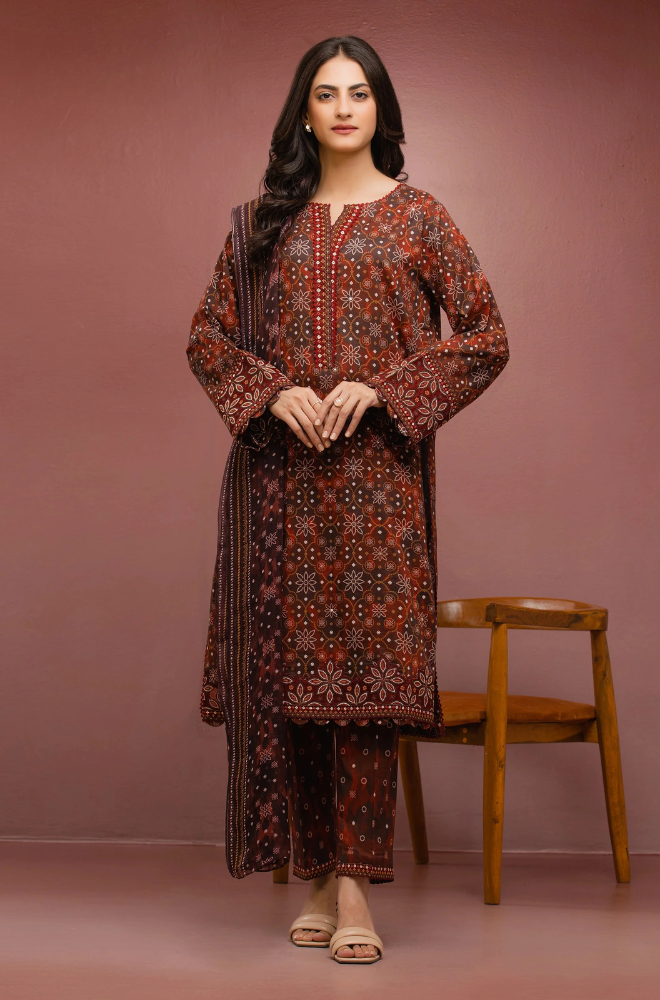 Nishat - Winter 3PC Khaddar Digital Printed Dress - BFU0445