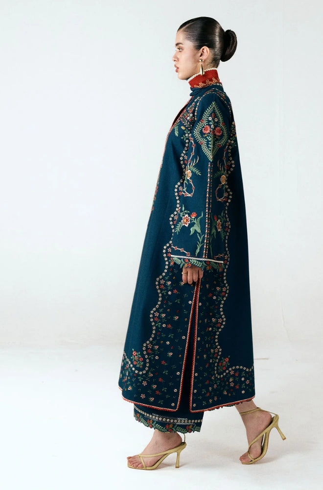 JUGNU Lahore - 3PC Dhanak Embroidered Shirt With Monar Printed Dupatta and Trouser - BFB01032