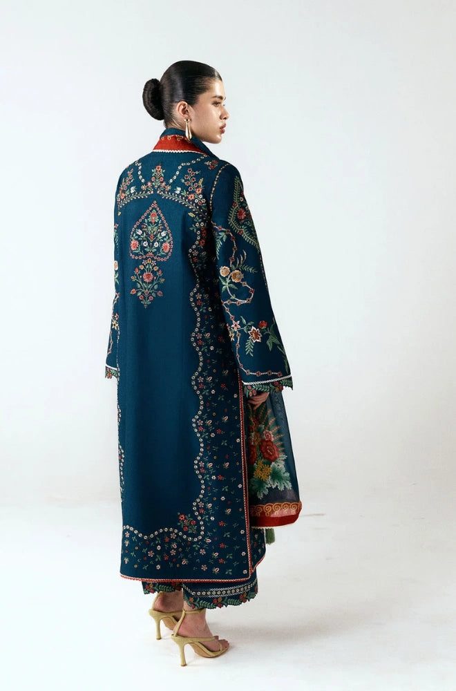 JUGNU Lahore - 3PC Dhanak Embroidered Shirt With Monar Printed Dupatta and Trouser - BFB01032
