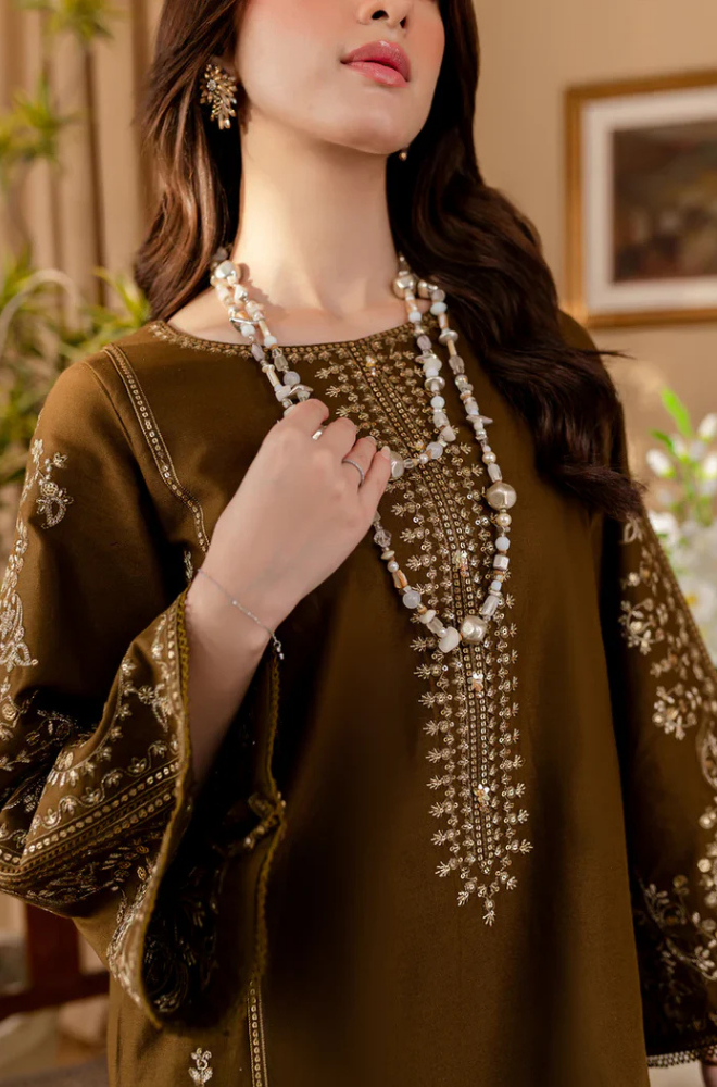 Baroque - 2PC Dhanak Embroidered Suit- BFRZ0108