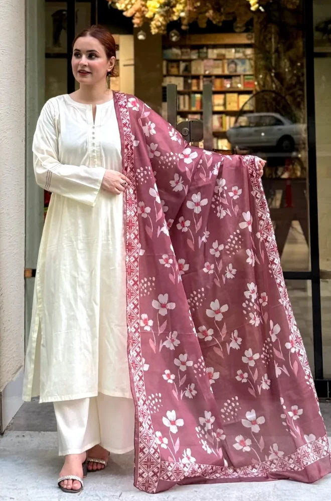Bluefery - 3PC Lawn Shirt With Slub Net Dupatta and Trouser - BFB01139