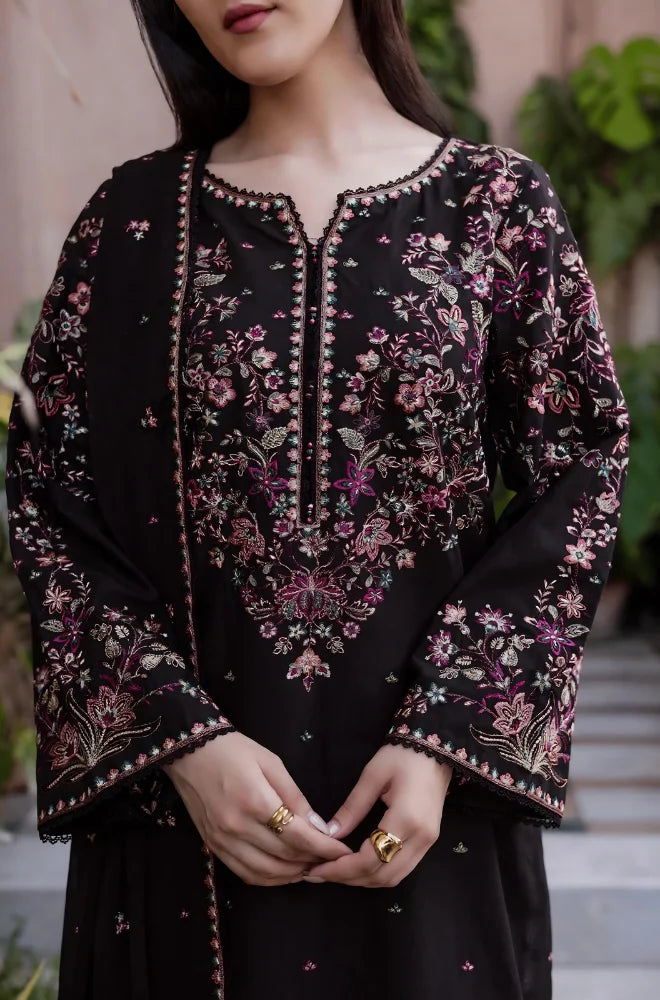 Batik Black 3PC Dhanak Suit - bluefery