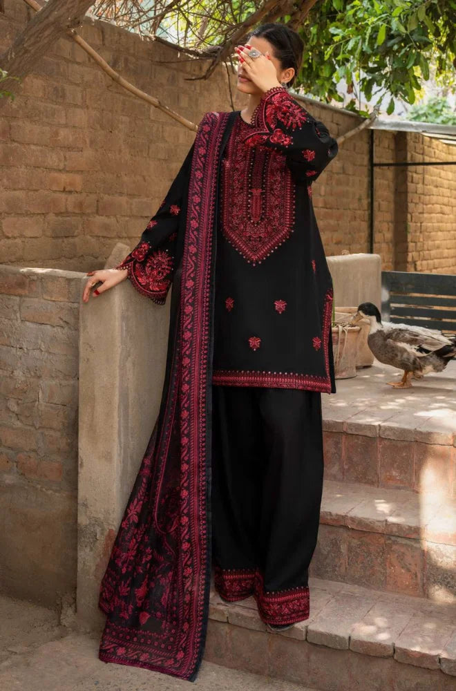 3PC Dhanak Embroidered Shirt With Chiffon Embroidered Dupatta and Trouser - BFB01034