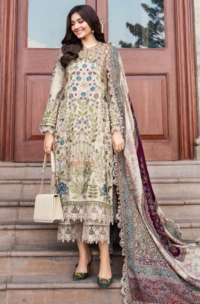HUSSAIN REHAR - Winter 3PC Dhanak Embroidered Suit - BFB0473