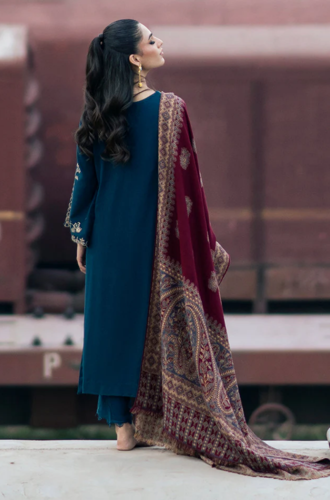 IZEL - Winter 3PC Dhanak Embroidered Suit - BFB0481