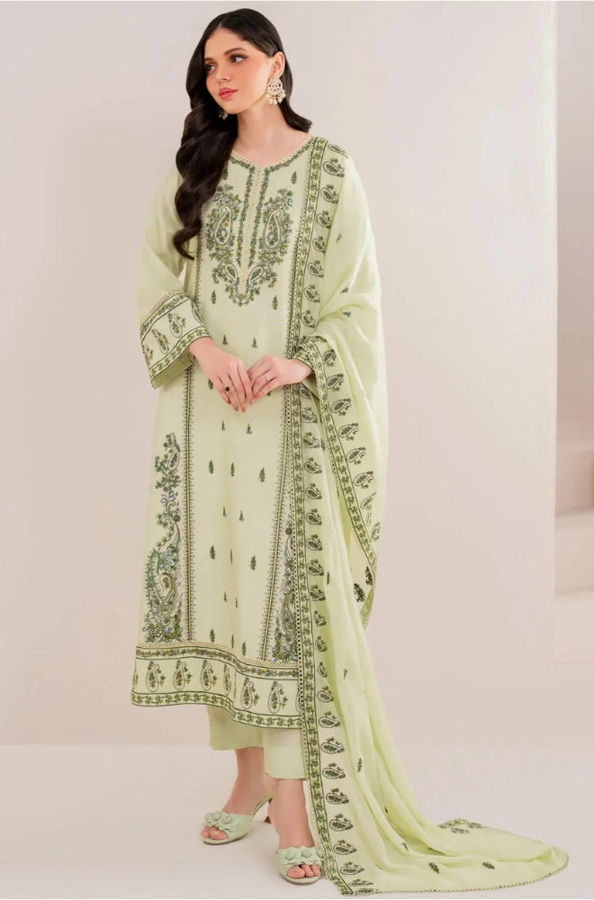 Motifz - 3PC Dhanak Embroidered Shirt With Embroidered Dhanak Dupatta and Trouser - BFB0966