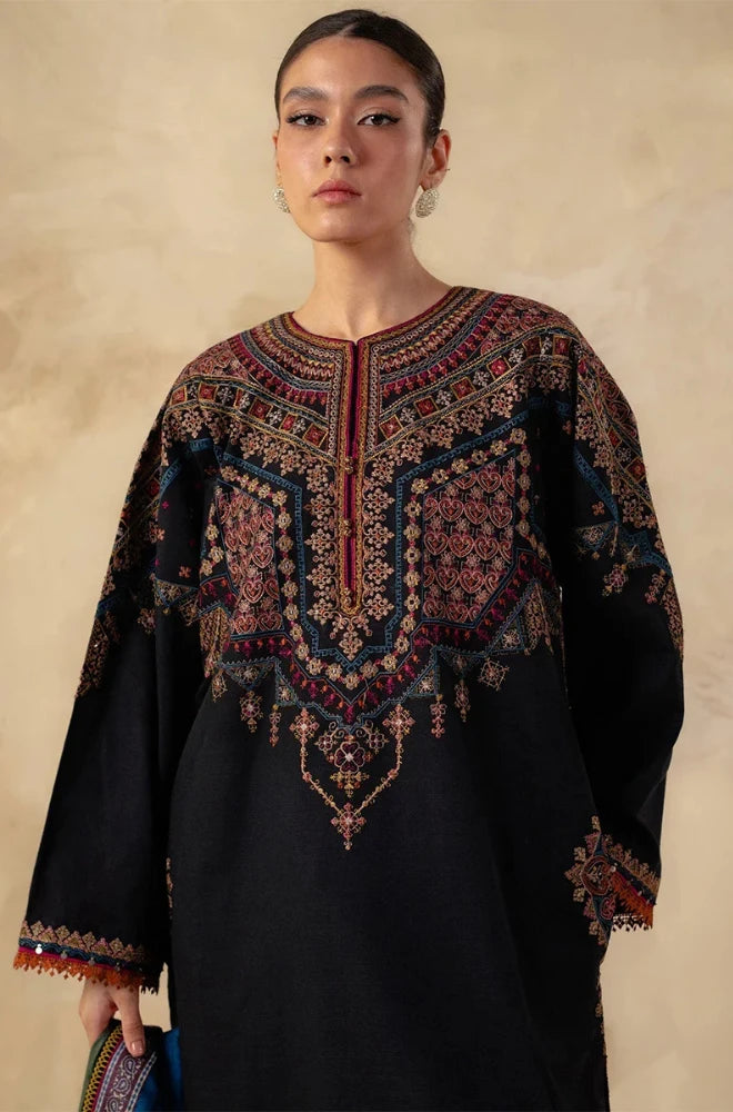 Zara Shahjahan - 3PC Dhanak Embroidered Shirt With Twill Printed Dupatta and Trouser - BFB0916