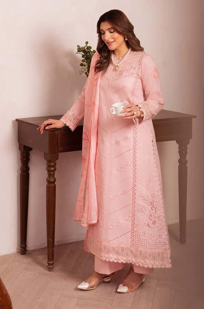NEESHAY - 3PC Lawn Chikankari Embroidered Shirt With Monar Printed Dupatta and Trouser - BFB0838