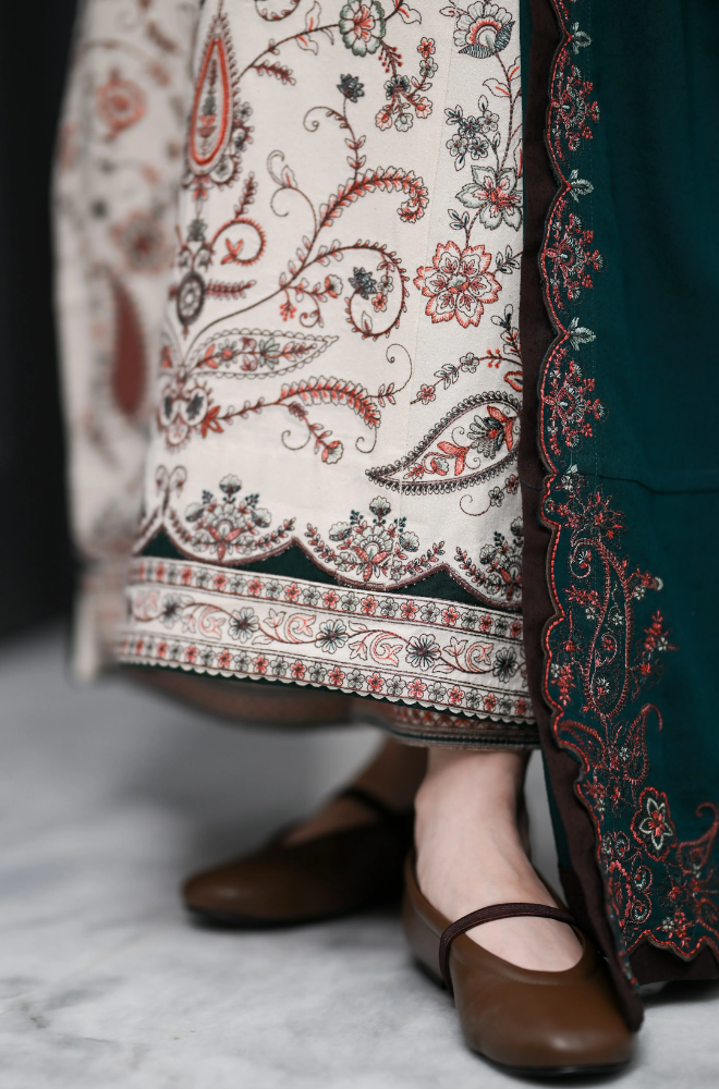 ZAIB - 3PC Dhanak Embroidered Shirt with Dhanak Embroidered Dupatta and Trouser - BFB01164