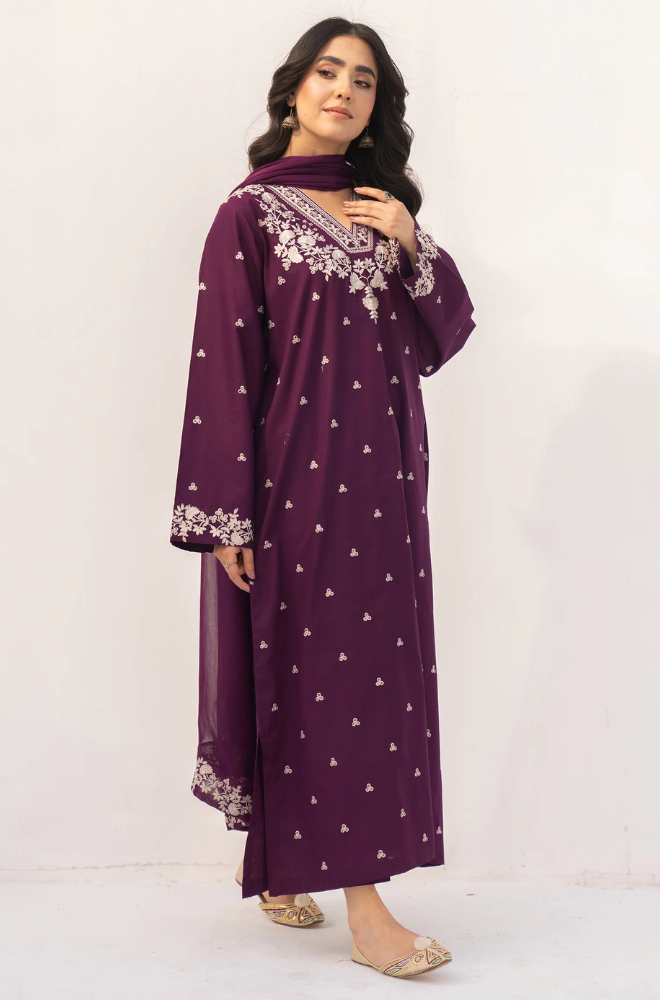 DANAE - Winter 3PC Dhanak Embroidered Suit - BFB0424