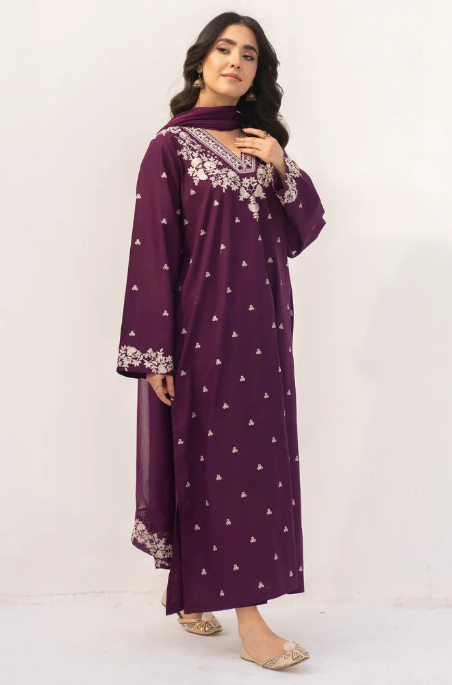Rozana - Stitched 3Pcs Embroidered Dhanak Suit – RTW004