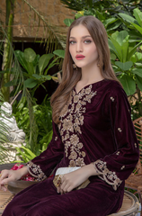 Jazmin - Winter 2PC Velvet Embroidered Suit - BFB0542