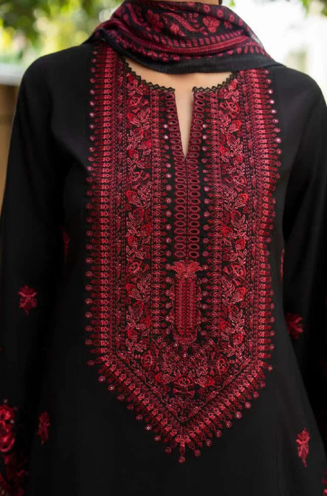 3PC Dhanak Embroidered Shirt With Chiffon Embroidered Dupatta and Trouser - BFB01034