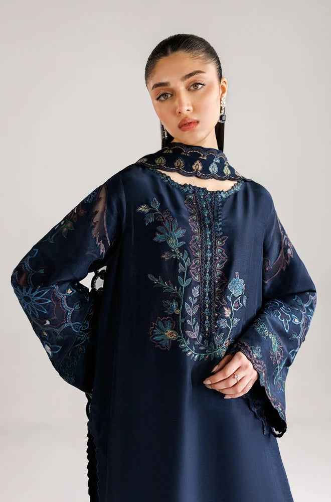 Iznik - 3PC Dhanak Embroidered Shirt With Chiffon Embroidered Dupatta and Trouser - BFB01035