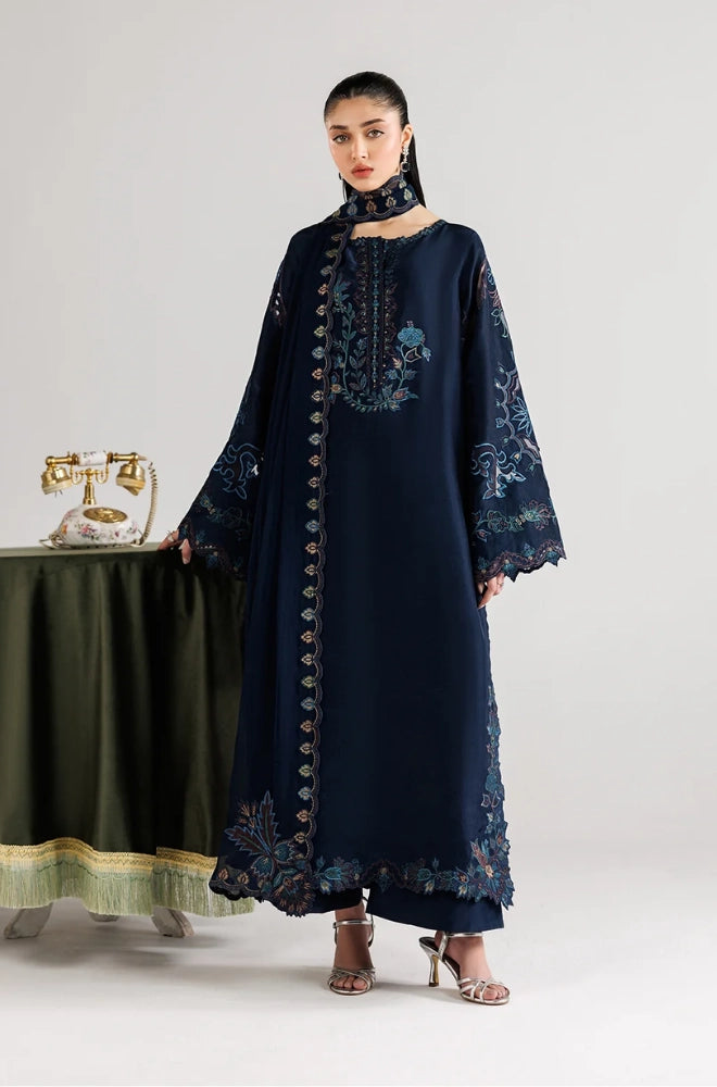 Iznik - 3PC Dhanak Embroidered Shirt With Chiffon Embroidered Dupatta and Trouser - BFB01035