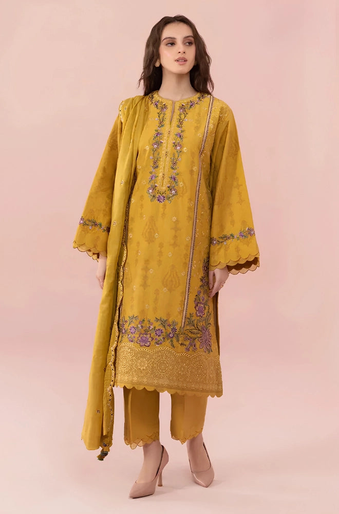 Sapphire - 3PC Dhanak Embroidered Suit - BFB01012