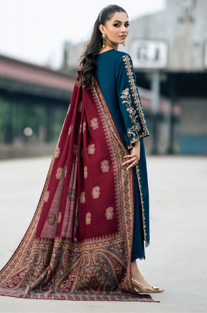 IZEL - Winter 3PC Dhanak Embroidered Suit - BFB0481
