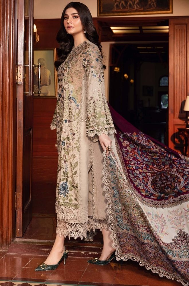 HUSSAIN REHAR - Winter 3PC Dhanak Embroidered Suit - BFB0473