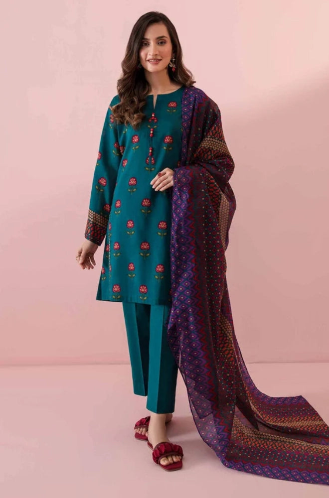 Nishat Linen - 3PC Dhanak Embroidered Suit - BFB01111