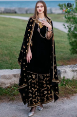 Asim Jofa -Winter 3PC Velvet Embroidered Suit - BFB0555