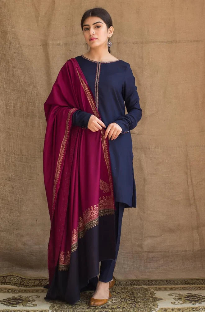 Zarpash - 3PC Dhanak Shirt With Twill Printed Dupatta and Trouser - BFB0910