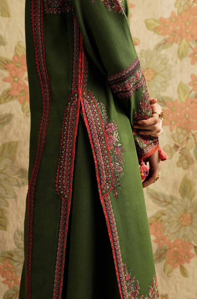 Hussain Rehar - 3PC Dhanak Embroidered Shirt With Embroidered Dupatta and Trouser - BFB01039