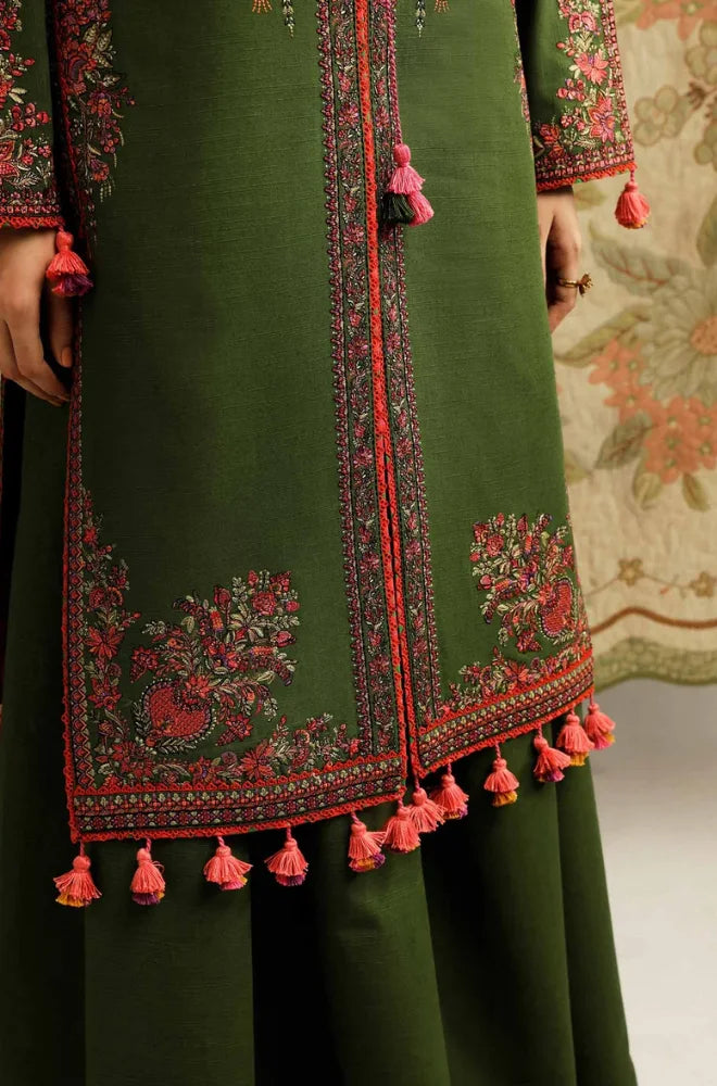 Hussain Rehar - 3PC Dhanak Embroidered Shirt With Embroidered Dupatta and Trouser - BFB01039
