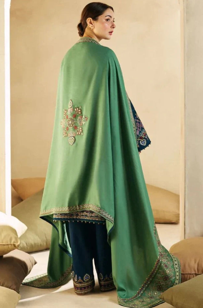 Zara Shahjahan - 3PC Embroidered Dhanak Embroidered Shirt with Embroidered Dupatta and Trouser - BFB0851