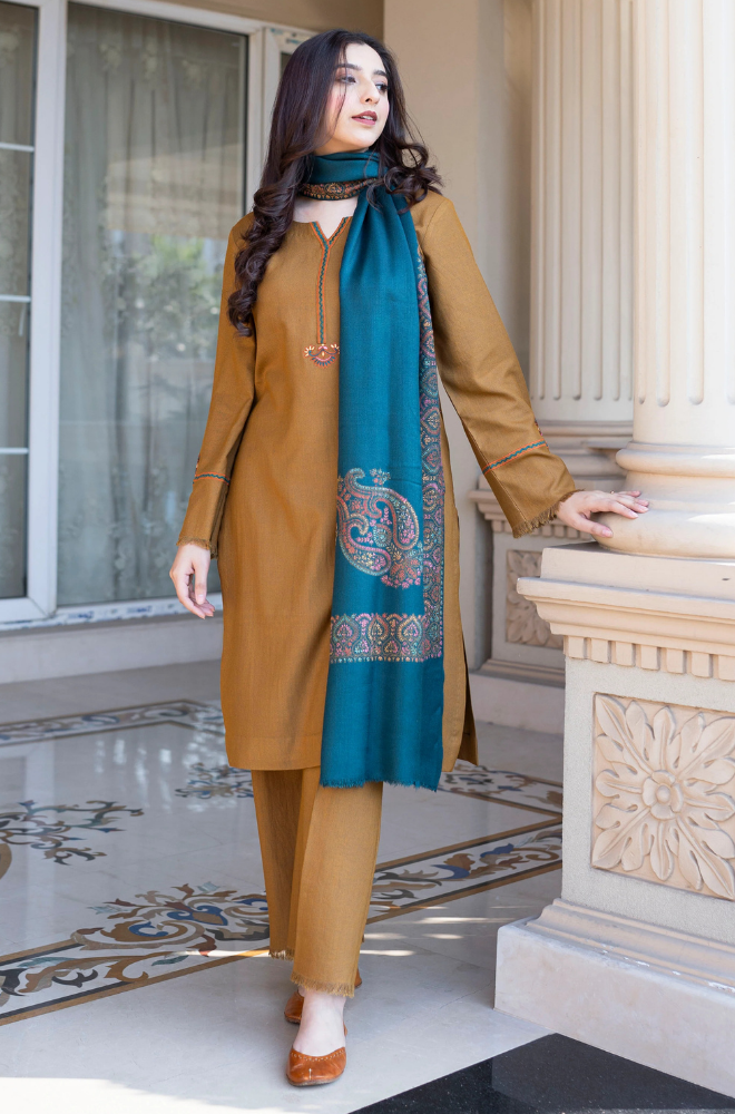 Asling - Winter 3PC Dhanak Embroidered Suit - BFB0410