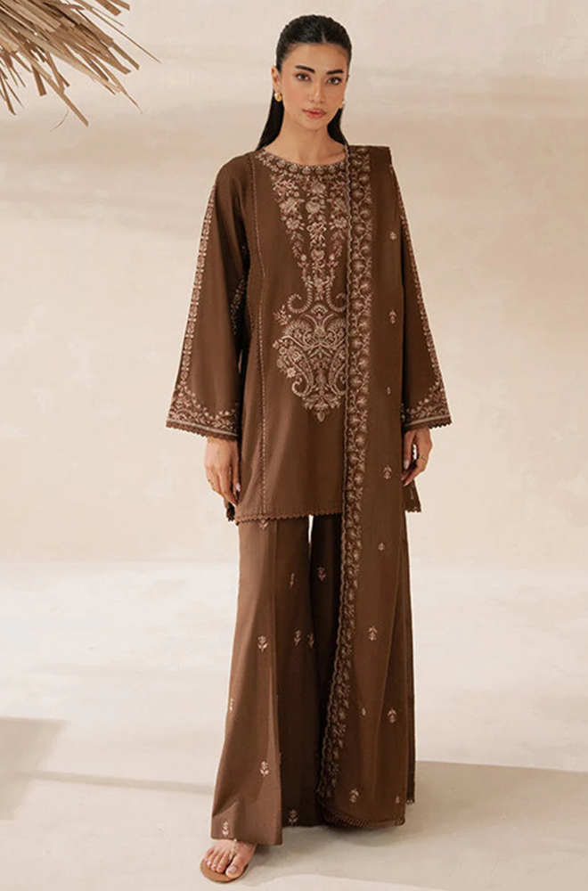 BEECHTREE - Winter 3PC Dhanak Embroidered Suit - BFB0482