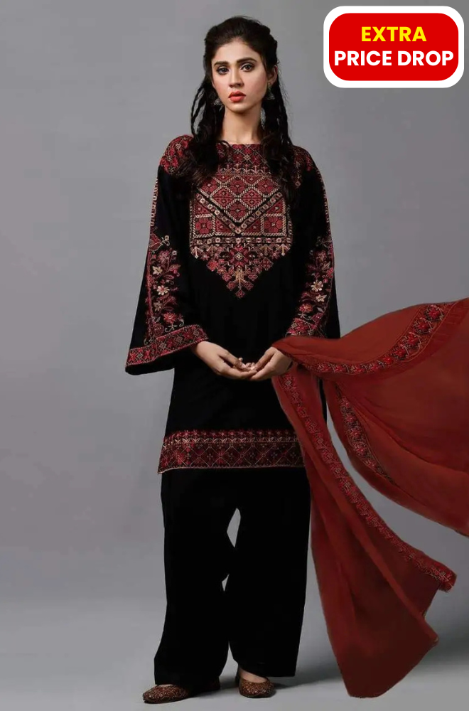 Kayseria - 3PC Lawn Neck Embroidered Shirt - BFU0008
