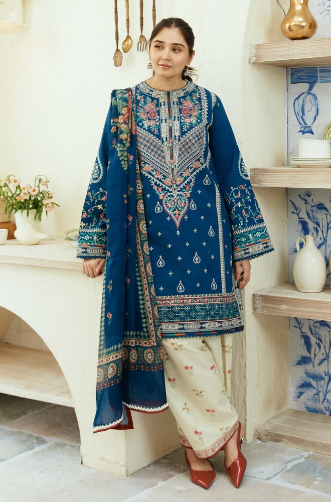 Coco By Zara Shahjahan - 3PC Dhanak Embroidered Suit - BFB0126