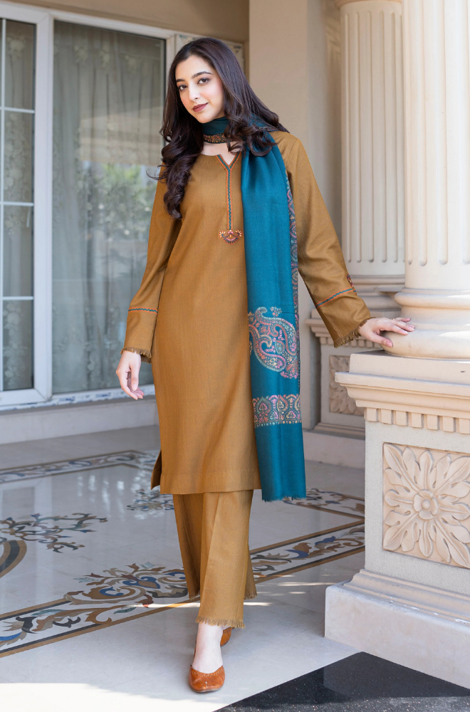 Asling - Winter 3PC Dhanak Embroidered Suit - BFB0410