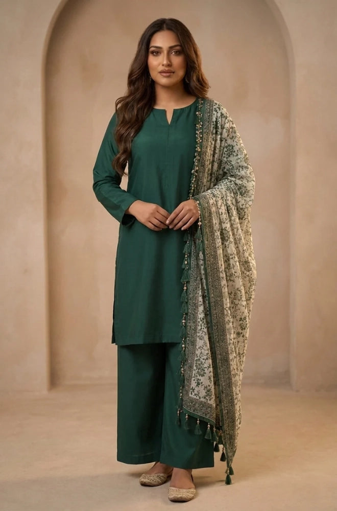 Bluefery - 3PC Lawn Shirt With Slub Net Dupatta and Trouser - BFB01141