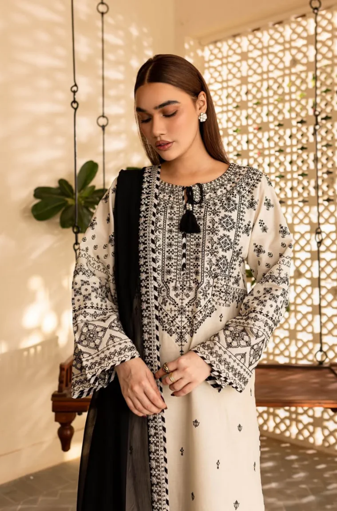 Nishat - 3PC Lawn ChickenKari Embroidered Suit- BFB0275