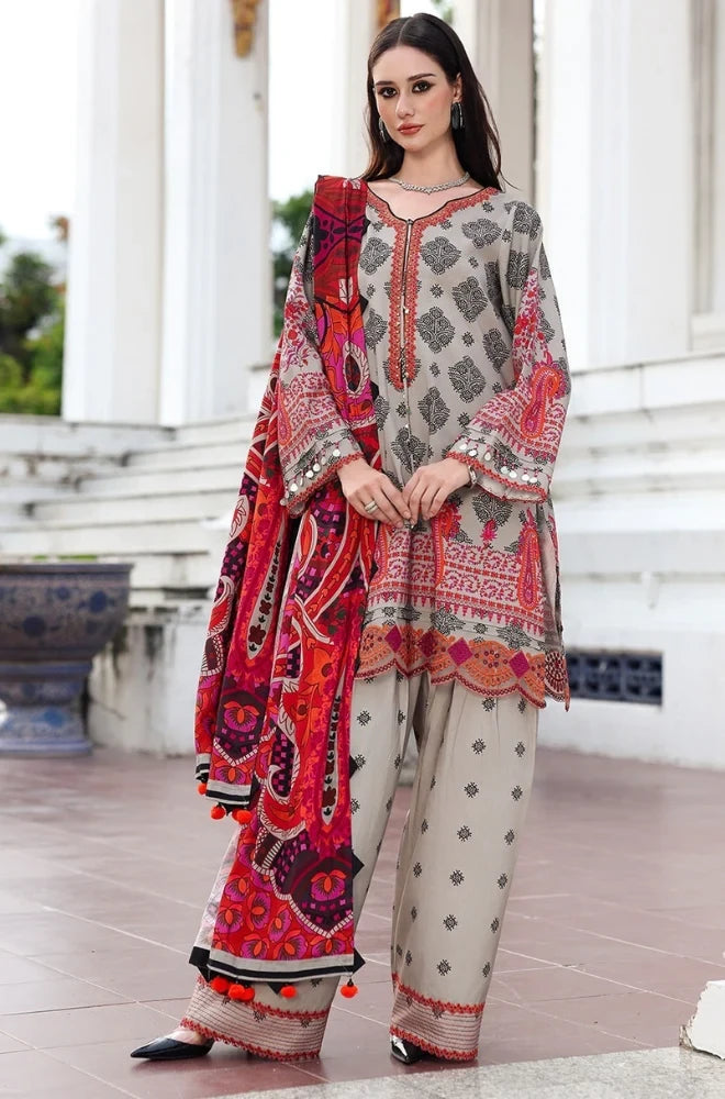 Charizma - 3PC Karandi Printed Shirt With Karandi Printed Dupatta and Trouser - BFB0943