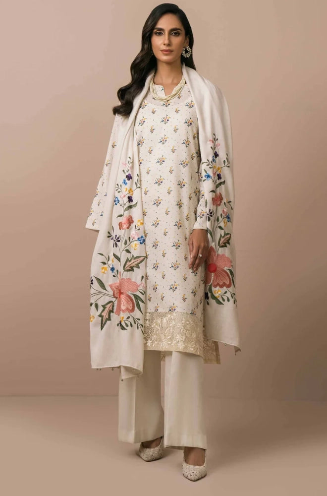 Nishat Linen - 3PC Dhanak Embroidered Suit - BFB01109