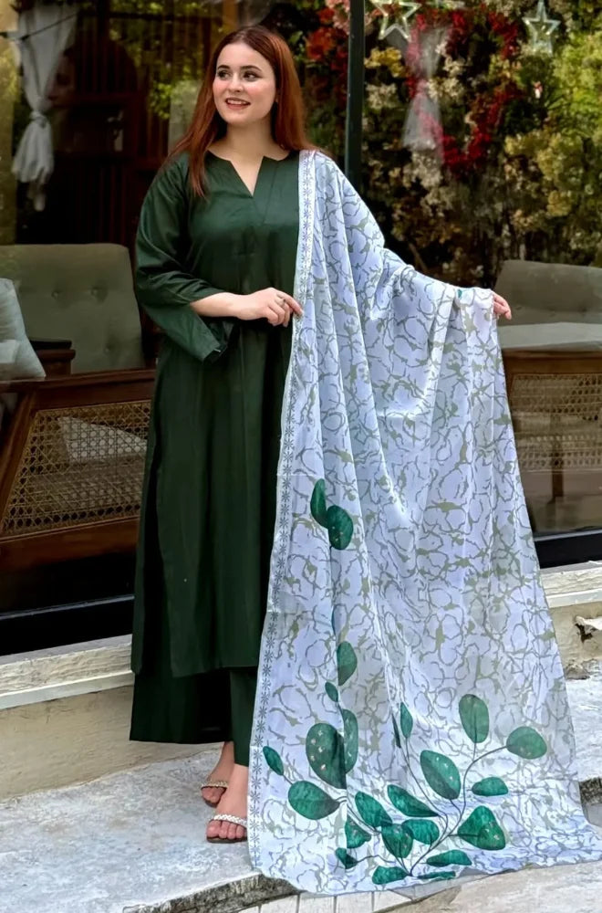Bluefery - 3PC Lawn Shirt With Slub Net Dupatta and Trouser - BFB01142