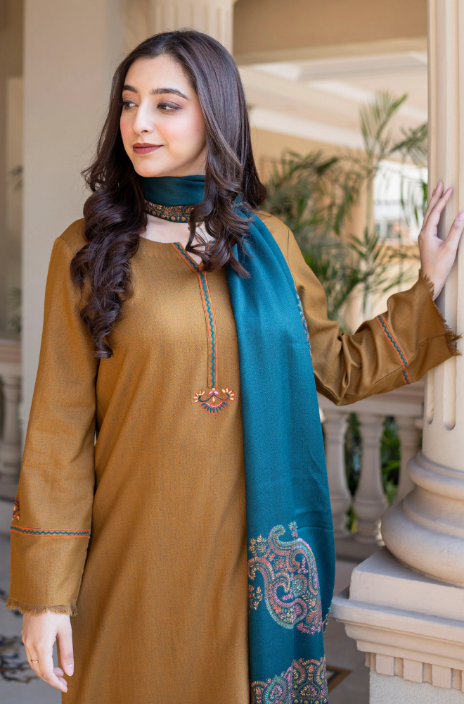 Asling - Winter 3PC Dhanak Embroidered Suit - BFB0410