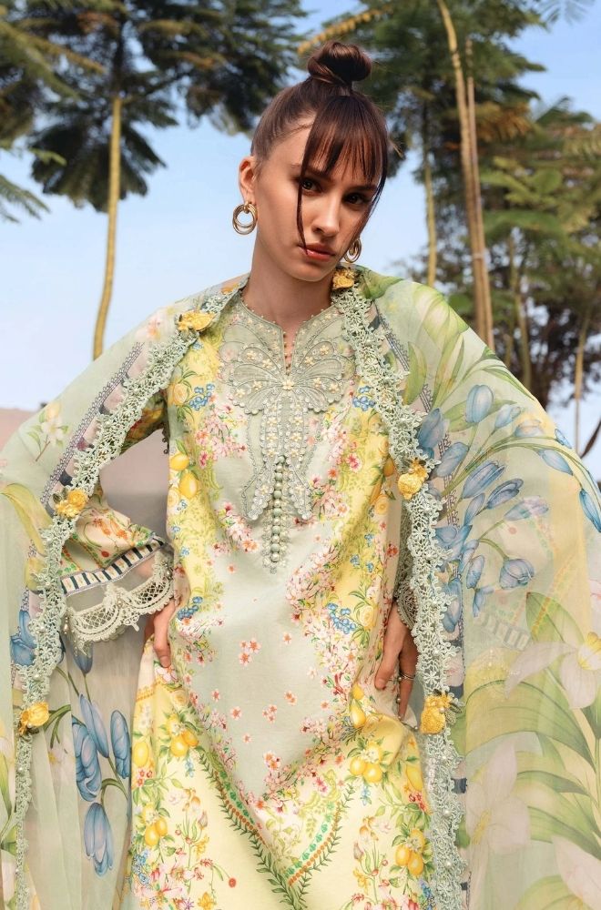 Maria B - 3PC Lawn Printed Shirt with Lawn Printed Dupatta and Trouser - BFB0845