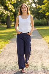 Signature Baggy High-Waist Denim - Navy Blue - BFJ006