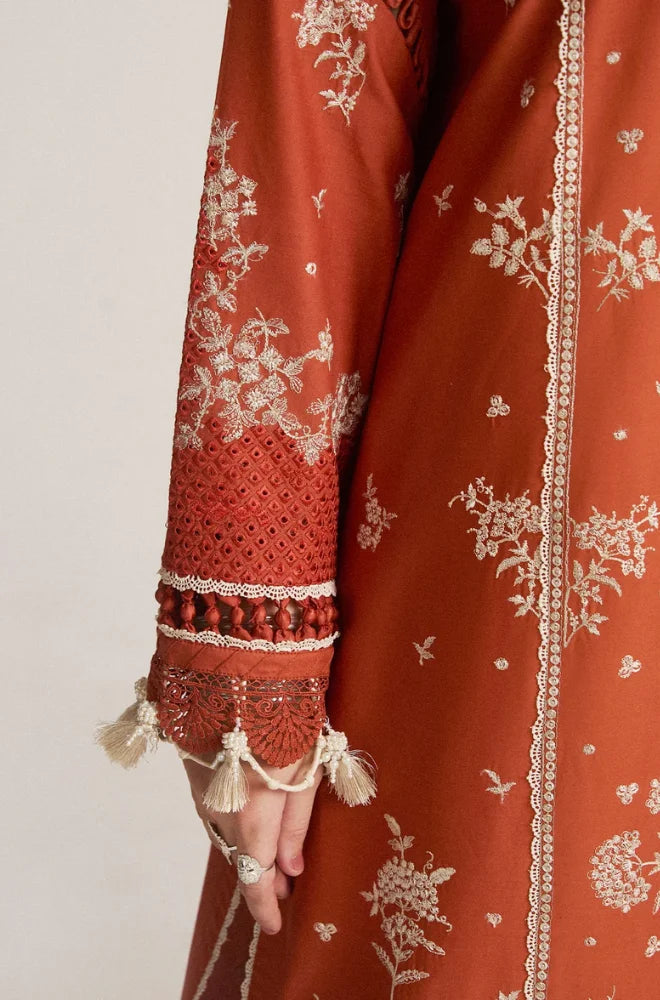 Hussain Rehar - 3PC Dhanak Embroidered Shirt With Printed Chiffon Dupatta and Trouser - BFB01046