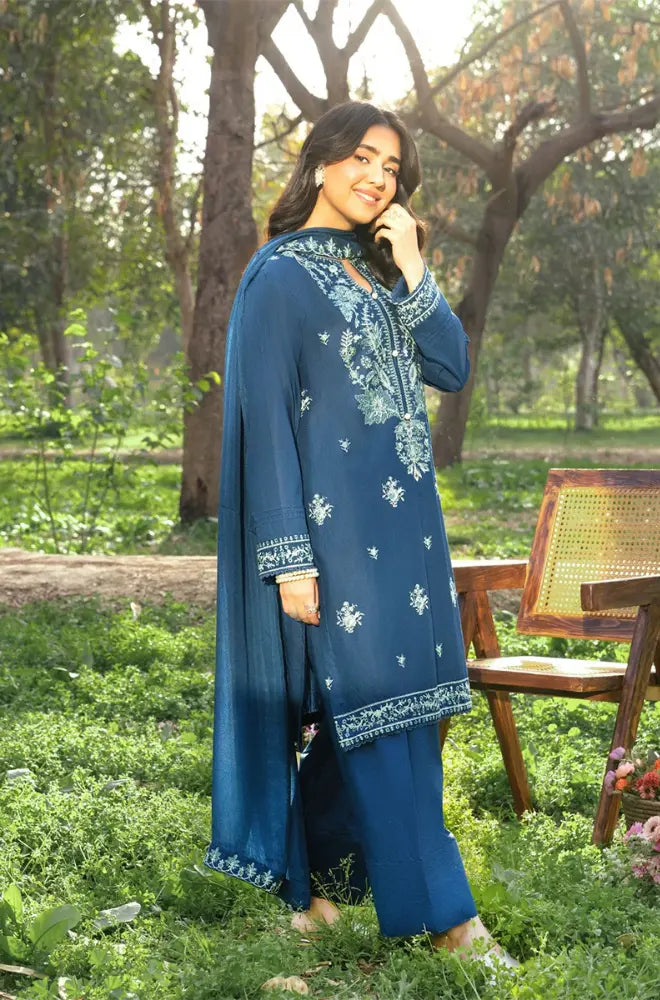 Panache - 3PC Dhanak Embroidered Shirt With Chiffon Embroidered Dupatta and Trouser - BFB0909