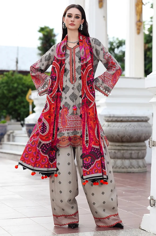 Charizma - 3PC Karandi Printed Shirt With Karandi Printed Dupatta and Trouser - BFB0943