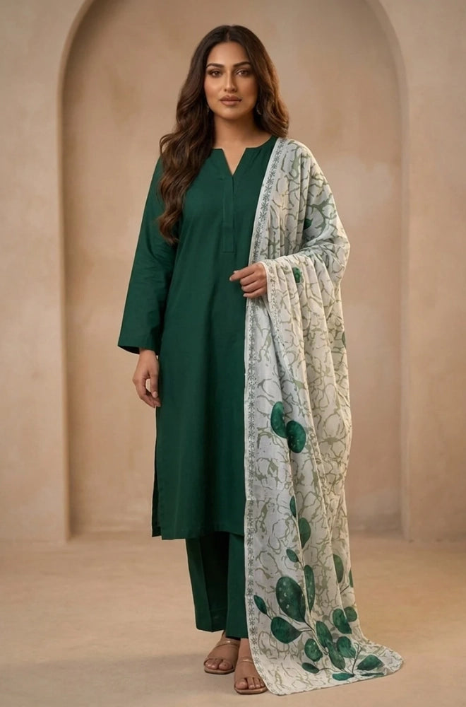 Bluefery - 3PC Lawn Shirt With Slub Net Dupatta and Trouser - BFB01142
