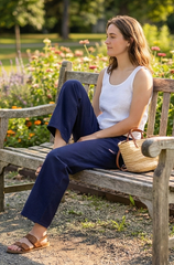 Signature Baggy High-Waist Denim - Navy Blue - BFJ006