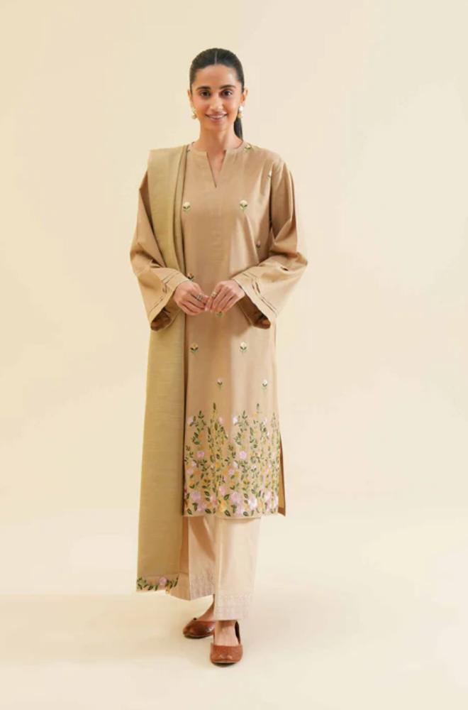 Nishatlinen - 3PC Dhanak Embroidered Suit - BFB0147