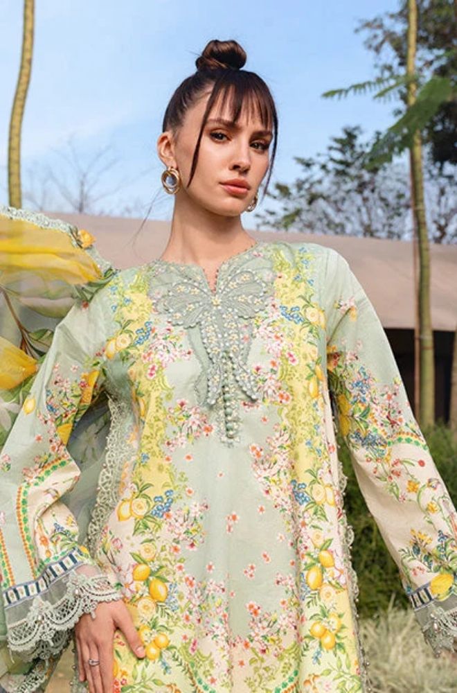 Maria B - 3PC Lawn Printed Shirt with Lawn Printed Dupatta and Trouser - BFB0845