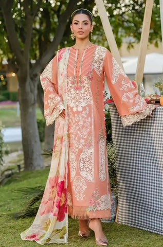 ELAF - 3PC Summer Lawn Chikankari Embroidered Shirt with Chiffon Embroidered Dupatta and Trouser - BFB0783